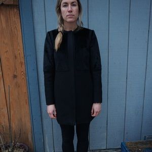 FRENCH CONNECTION faux fur and wool jacket